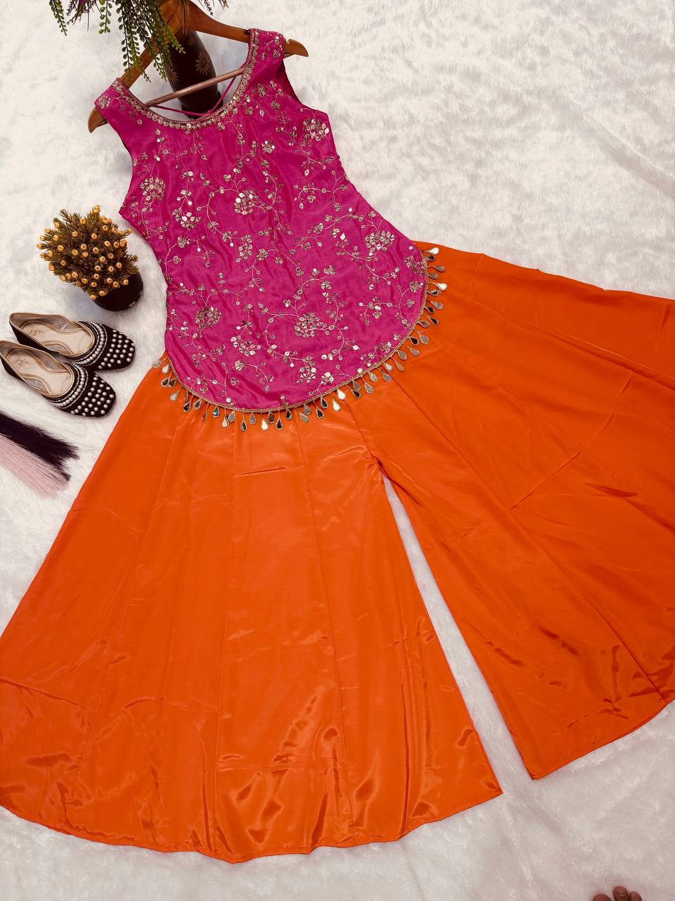 The Sunset Contrast Backless Palazzo Set